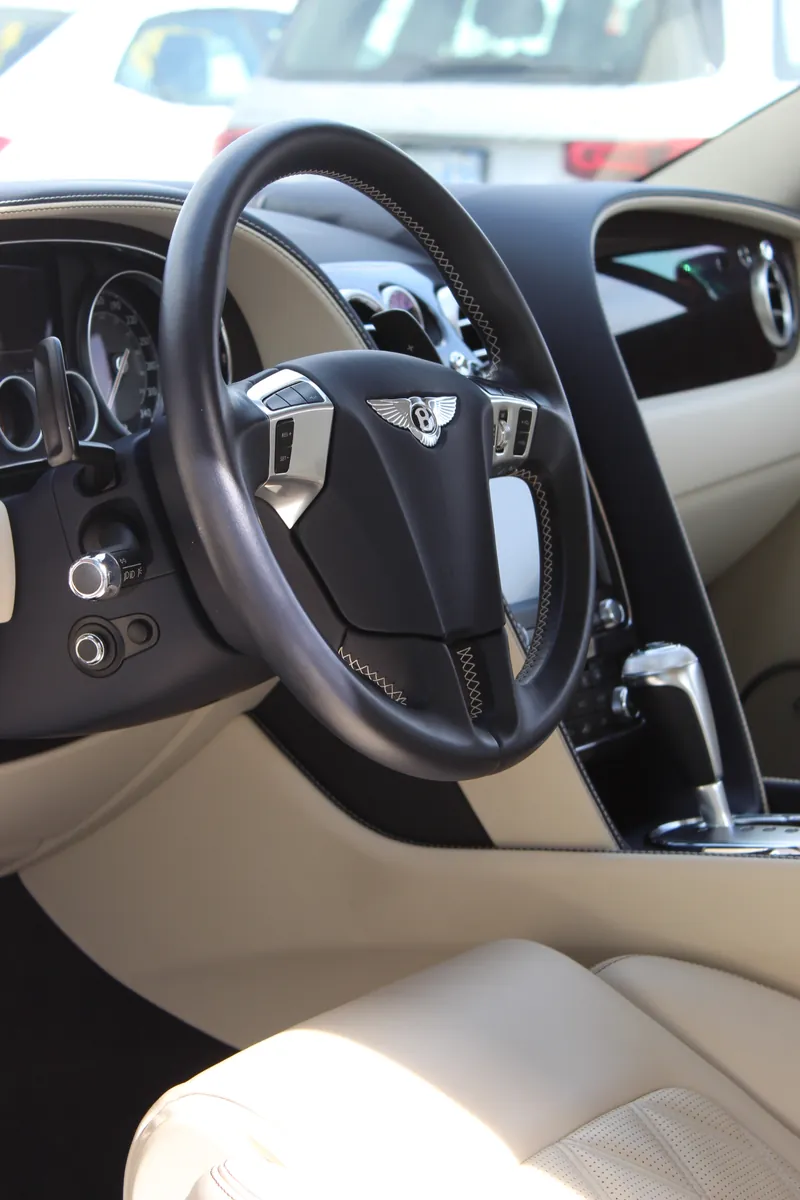 Bentley dashboard and steering wheel, wiped down