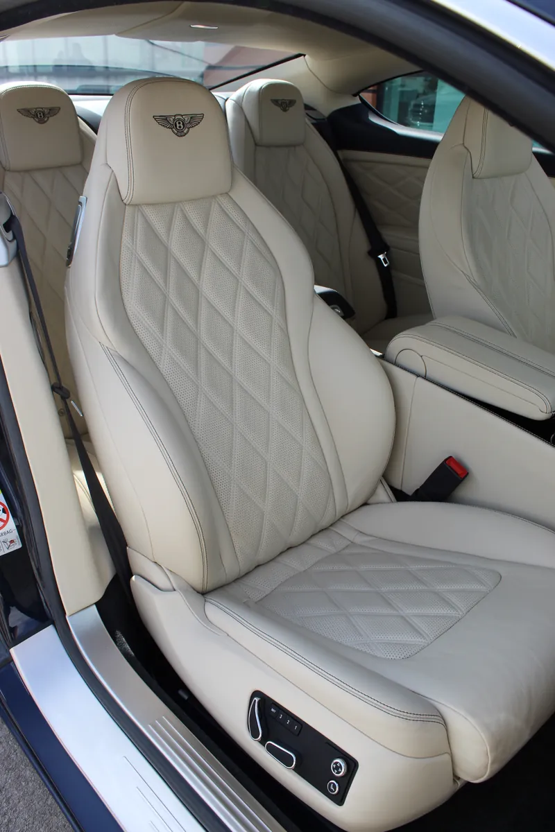 Bentley driver's seat in quilted cream leather