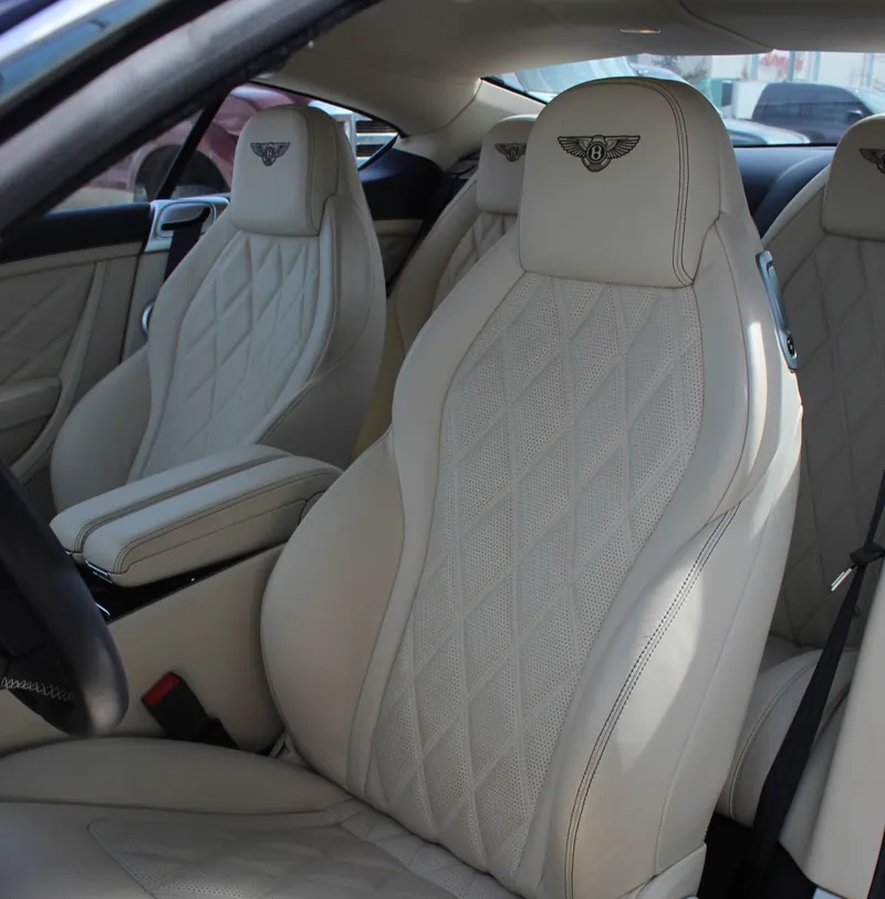 Bentley front seats in cream quilted leather after a deep clean