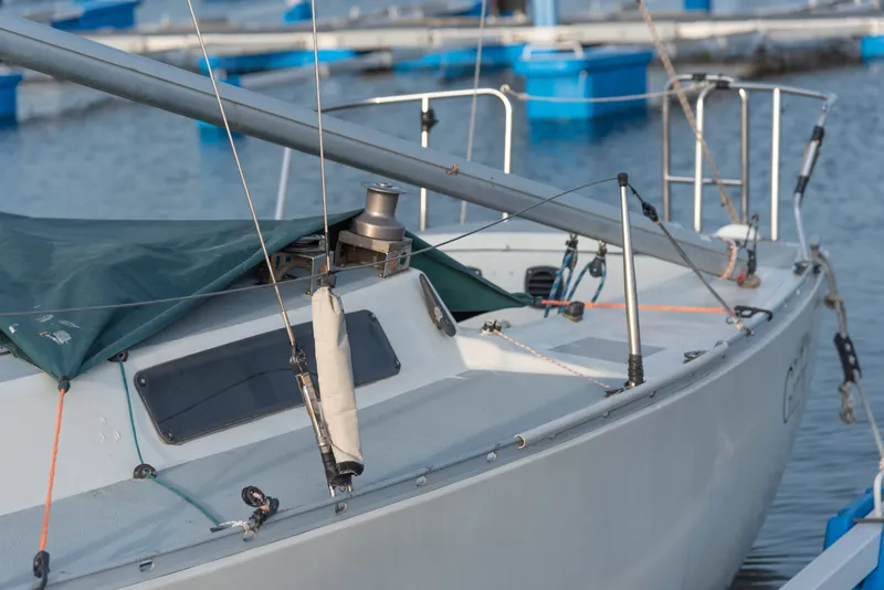 A sailboat at its mooring
